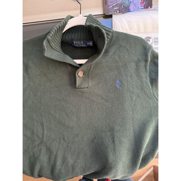 Polo Ralph Lauren Men's Mock Neck 3 Button Sweater Dark Green Size Medium - Picture 8 of 8